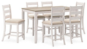 Skempton - White / Light Brown - Counter Height Dining Table and Bar Stools (Set of 7) - JaxCo Furniture