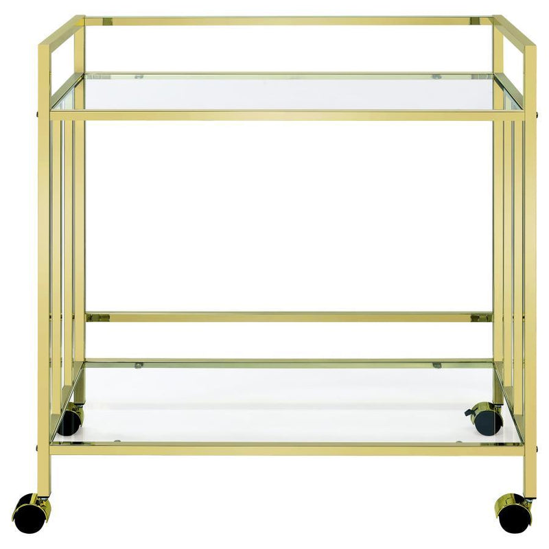 Cara - 2-tier Rectangular Glass Shelf Metal Bar Cart - JaxCo Furniture