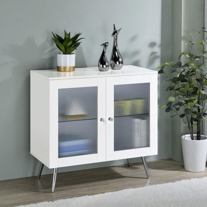 Nieta - 2 Door Engineered Wood Accent Cabinet - White High Gloss - JaxCo Furniture