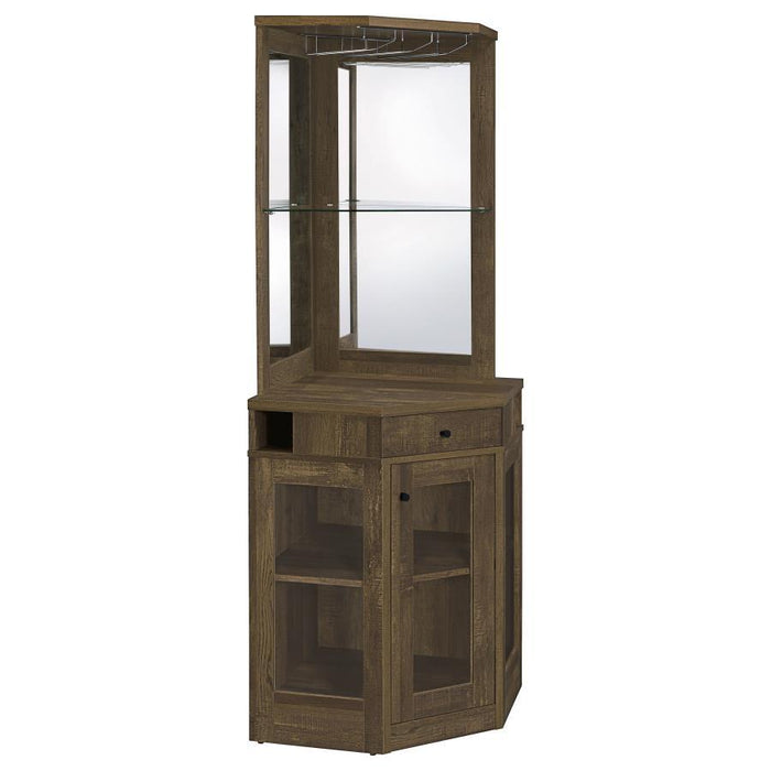 Alviso - 1-Drawer Corner Home Bar Wine Cabinet - Rustic Oak - JaxCo Furniture