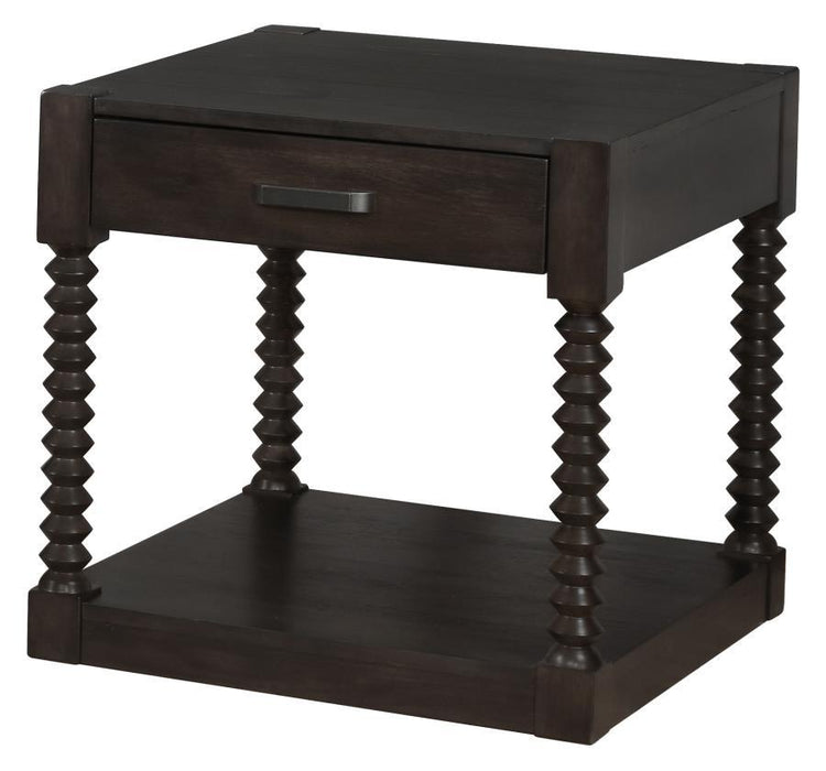 Meredith - 1-Drawer Rectangular Side End Table - Coffee Bean