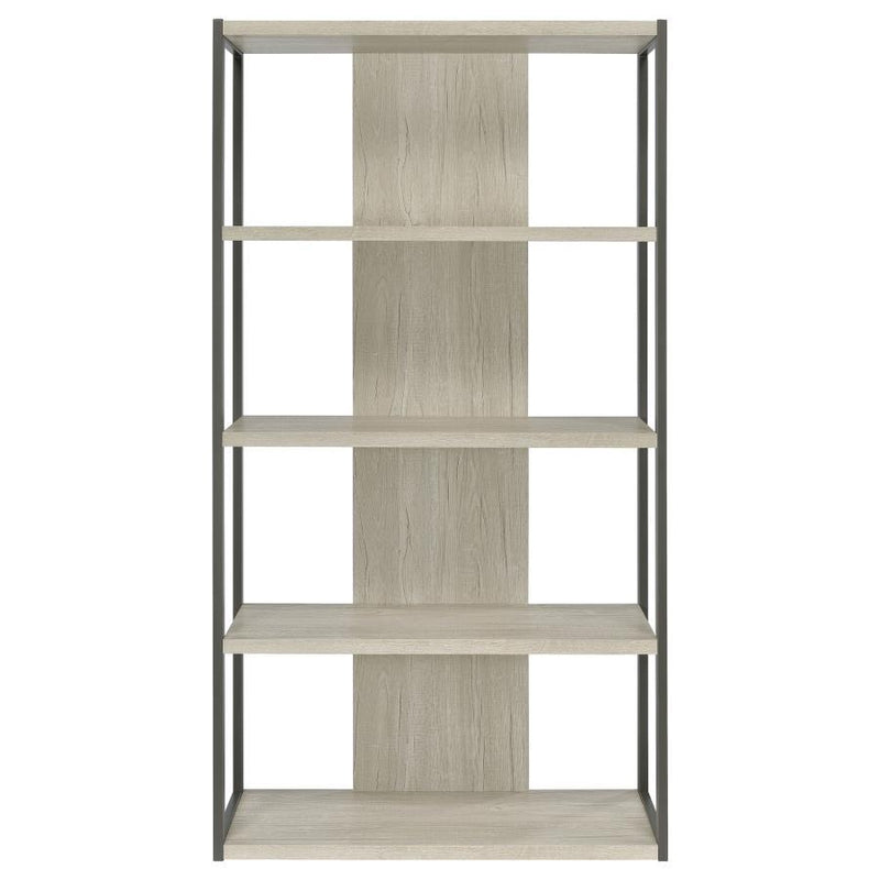 Loomis - 72" 4-Shelf Bookshelf - Whitewashed Gray - JaxCo Furniture