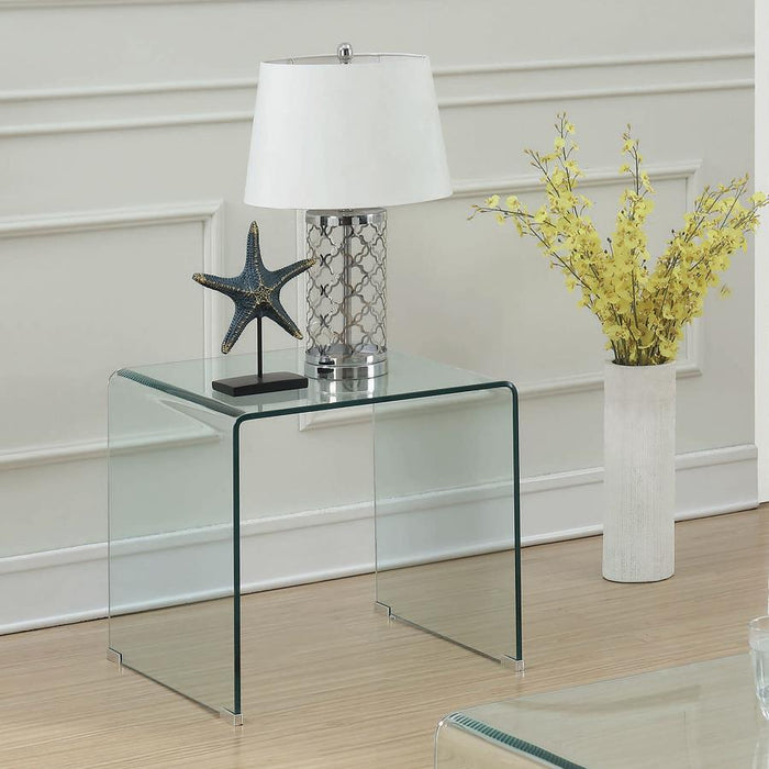 Ripley - Squared Tempered Bent Glass Side End Table - Clear - JaxCo Furniture