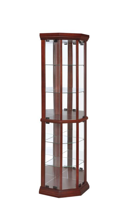 Appledale - 6-Shelf Corner Curio Display Cabinet - Medium Brown - JaxCo Furniture