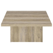 Devar - Square Engineered Wood Coffee Table - Distressed Pine - JaxCo Furniture