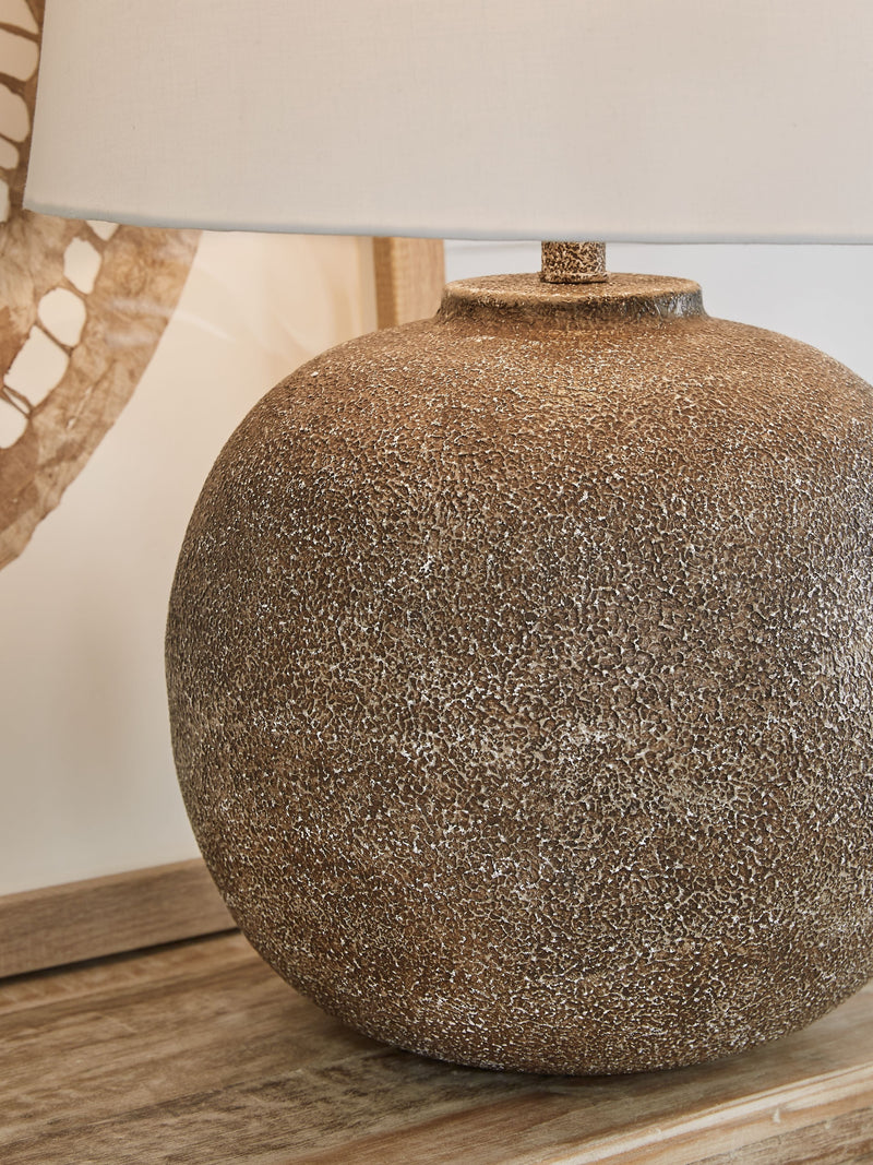 Neavesboro - Antique Brown / White - Metal Table Lamp - JaxCo Furniture