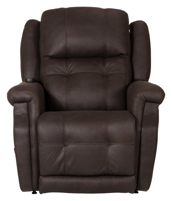 Haywood - Power Headrest Power Lift Lay Flat Recliner With Heat & Massage - Chocolate - 44" - JaxCo Furniture