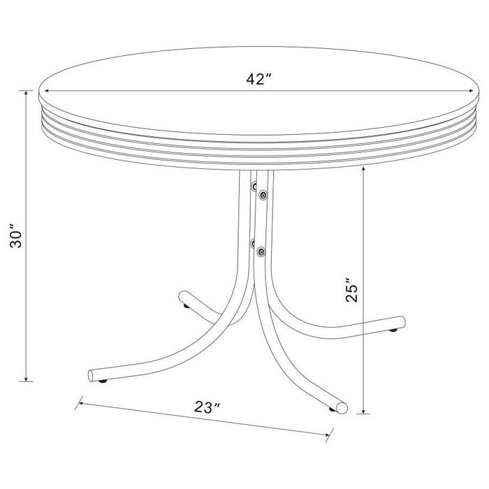 Retro - Round Wood Top Dining Table - White And Chrome - JaxCo Furniture