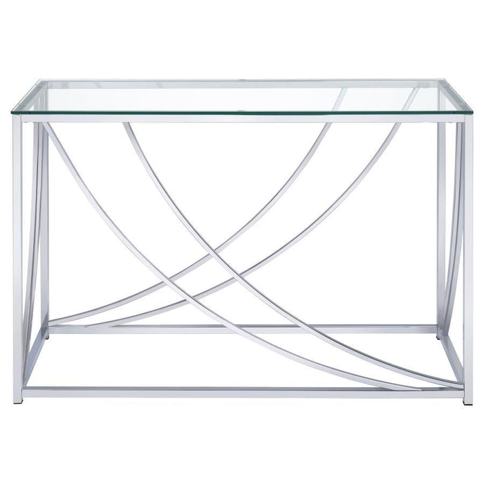 Lille - Glass Top Entryway Sofa Console Table Accents - Chrome - JaxCo Furniture