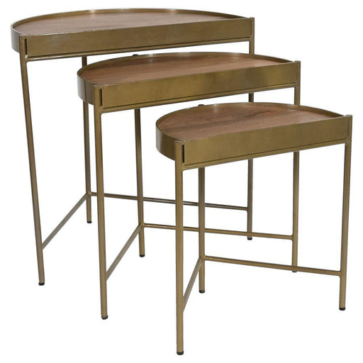 Tristen - 3 Piece Demilune Nesting Table - Brown And Gold - JaxCo Furniture