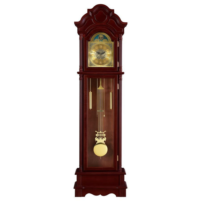 Diggory - Grandfather Clock With Adjustable Chime - Brown Red - JaxCo Furniture