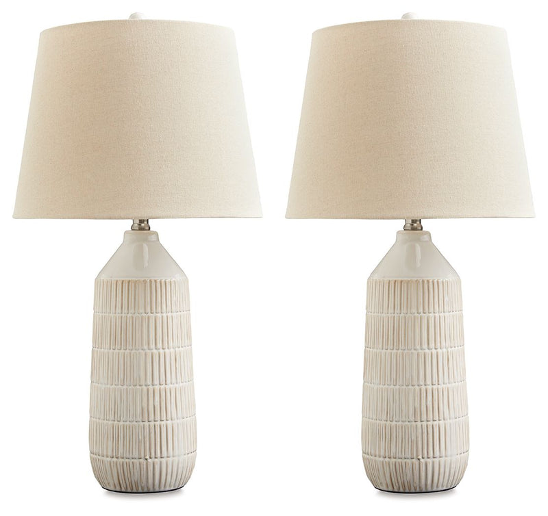 Willport - Off White - Ceramic Table Lamp (Set of 2) - JaxCo Furniture