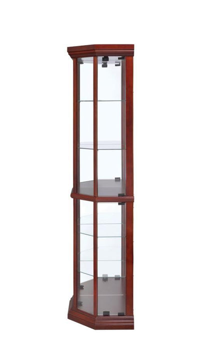 Appledale - 6-Shelf Corner Curio Display Cabinet - Medium Brown - JaxCo Furniture