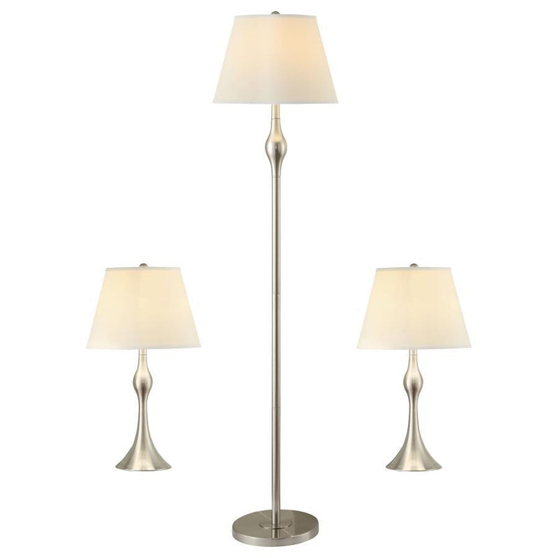 Griffin - 3 Piece Floor And Table Lamp Set Brushed Nickel - Brush Nickel - JaxCo Furniture