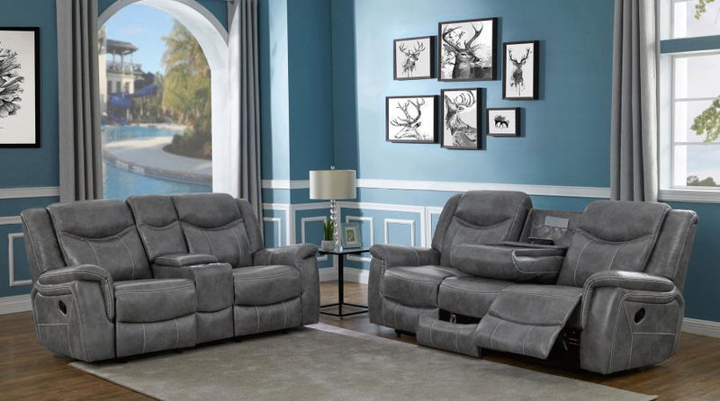 Conrad - Upholstered Padded Arm Motion Sofa Set - JaxCo Furniture