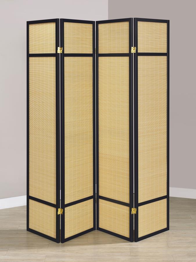 Pearce - 4-Panel Bamboo Room Divider Folding Screen - Natural - JaxCo Furniture