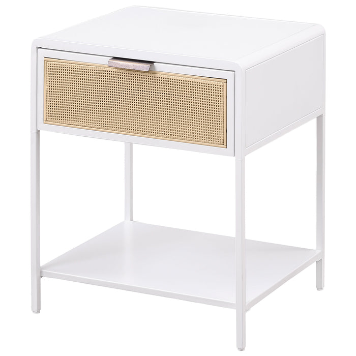 Amherst - 1-Drawer Radio Weave Rattan Metal Side Table