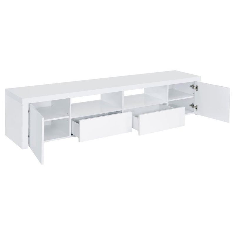 Jude - 2 Door Engineered Wood TV Stand - High Gloss White - JaxCo Furniture