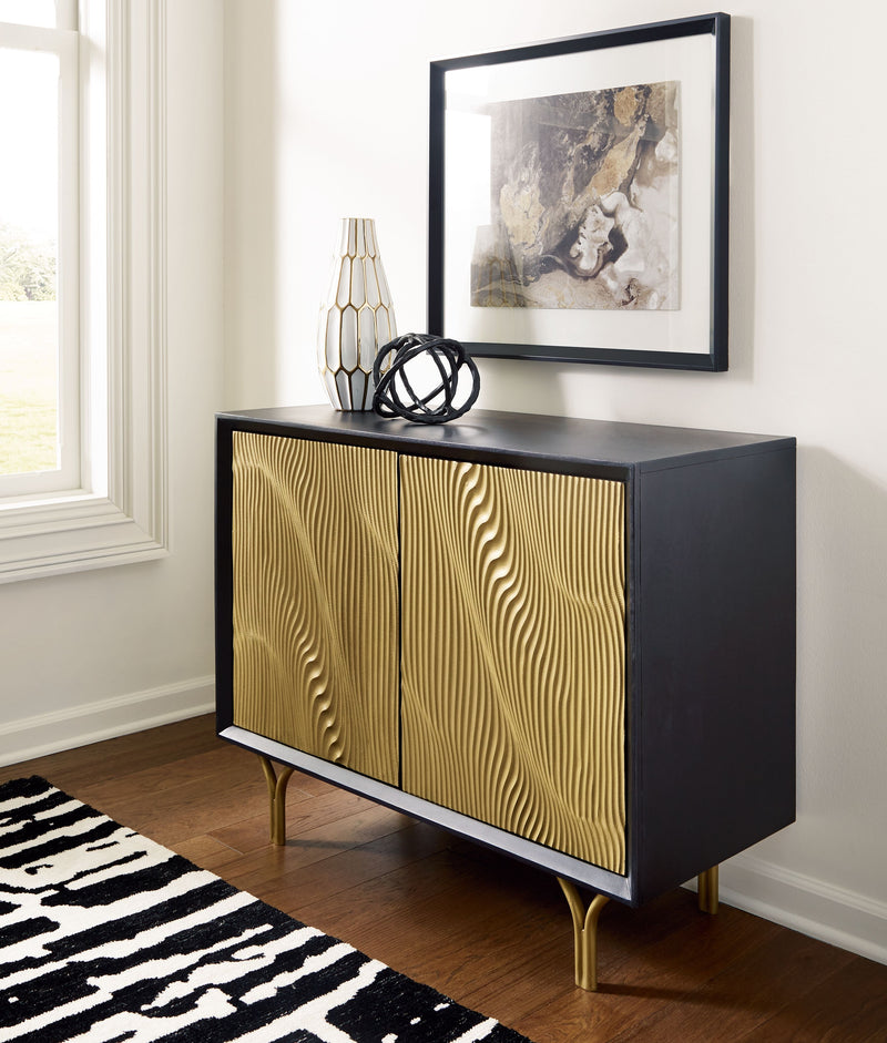 Tayner - Black / Gold Finish - Accent Cabinet - JaxCo Furniture