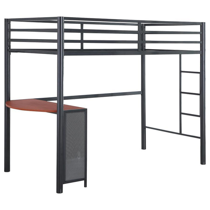 Fisher - Twin Workstation Loft Bed - Gunmetal - JaxCo Furniture