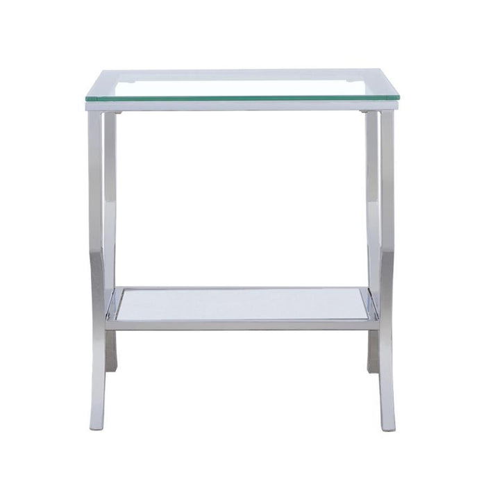 Saide - Square Glass Top Side End Table - Chrome - JaxCo Furniture