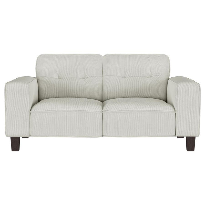 Deerhurst - Upholstered Track Arm Tufted Loveseat - Greige - JaxCo Furniture