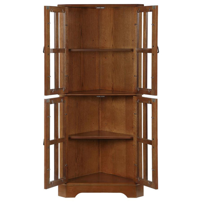 Coreosis - 4 Door Wood Corner Curio Cabinet - Golden Brown - JaxCo Furniture