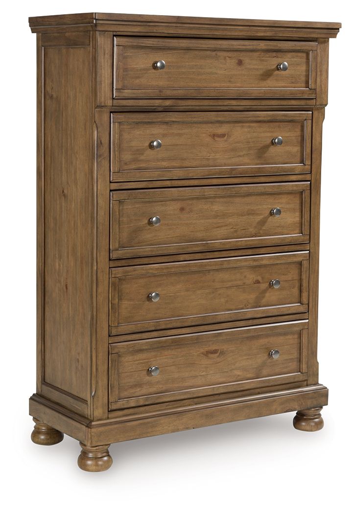 Feddinger - Medium Brown - Five Drawer Chest - JaxCo Furniture