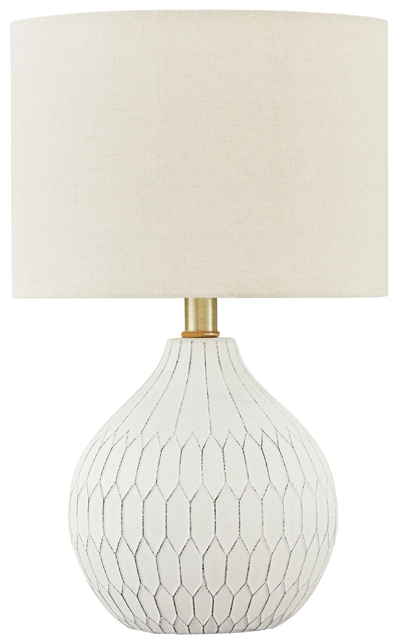 Wardmont - White - Ceramic Table Lamp - JaxCo Furniture