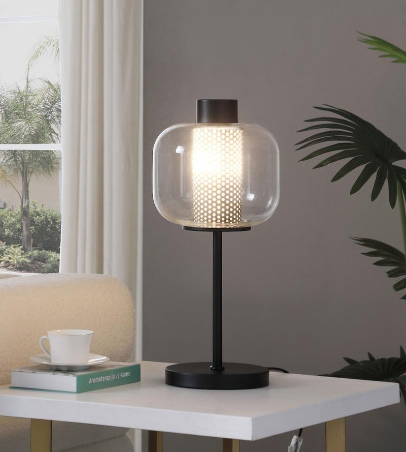 Ingrid - Glass Shade Bedside Table Lamp - Black - JaxCo Furniture