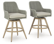 Seton Creek - Beige / Gray - Barstool With Cushion (Set of 2) - JaxCo Furniture