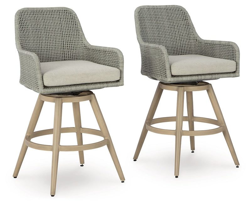 Seton Creek - Beige / Gray - Barstool With Cushion (Set of 2) - JaxCo Furniture