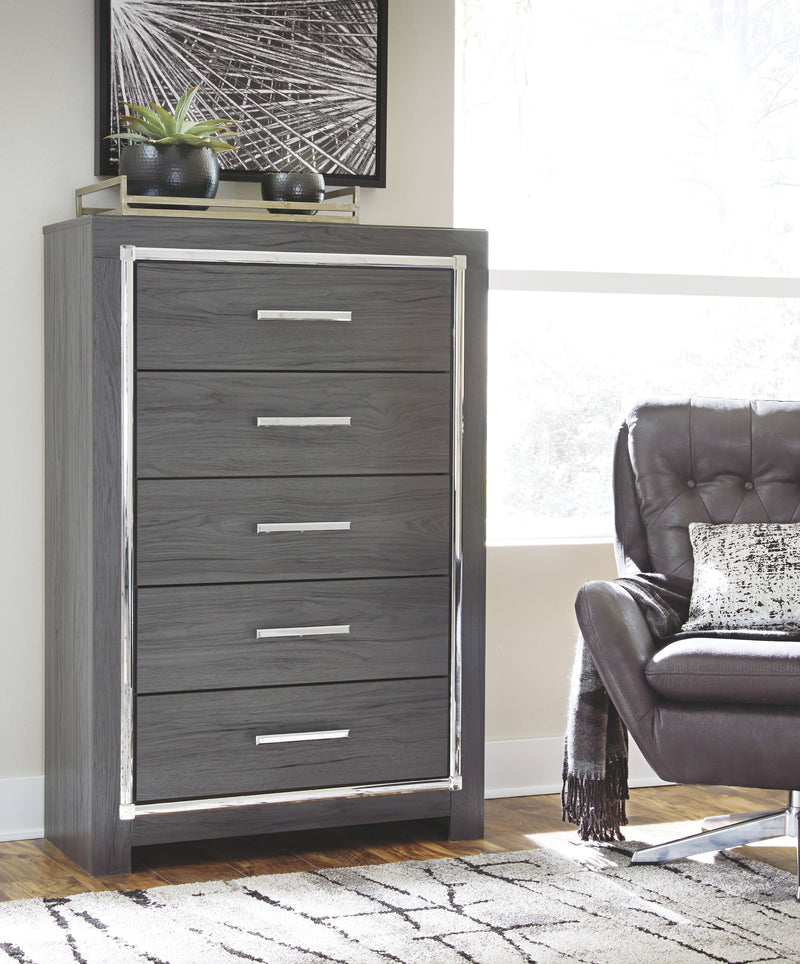 Lodanna - Gray - Five Drawer Chest - JaxCo Furniture
