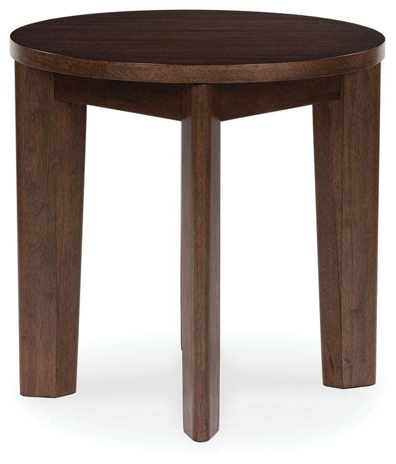Korestone 2 - Dark Brown - Round End Table - JaxCo Furniture