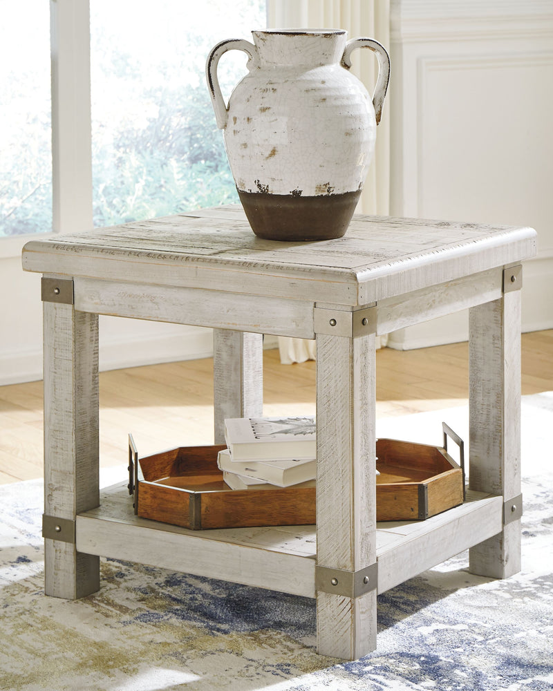 Carynhurst - White Wash Gray - Rectangular End Table - JaxCo Furniture