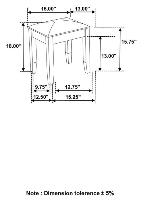 Barzini - Upholstered Vanity Stool - Metallic Aand White - JaxCo Furniture