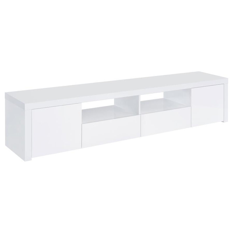 Jude - 2 Door Engineered Wood TV Stand - High Gloss White - JaxCo Furniture