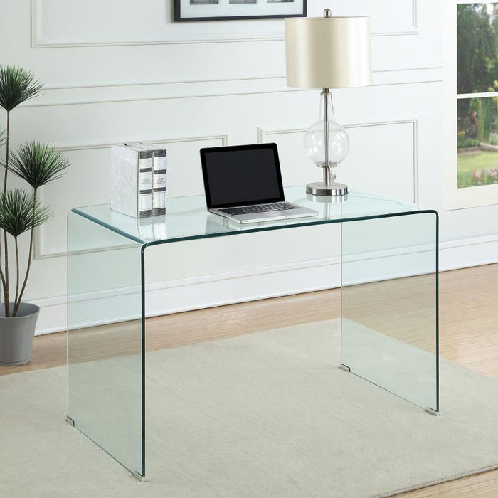 Ripley - Tempered Bent Glass Writing Desk Clear - Clear Glass - JaxCo Furniture