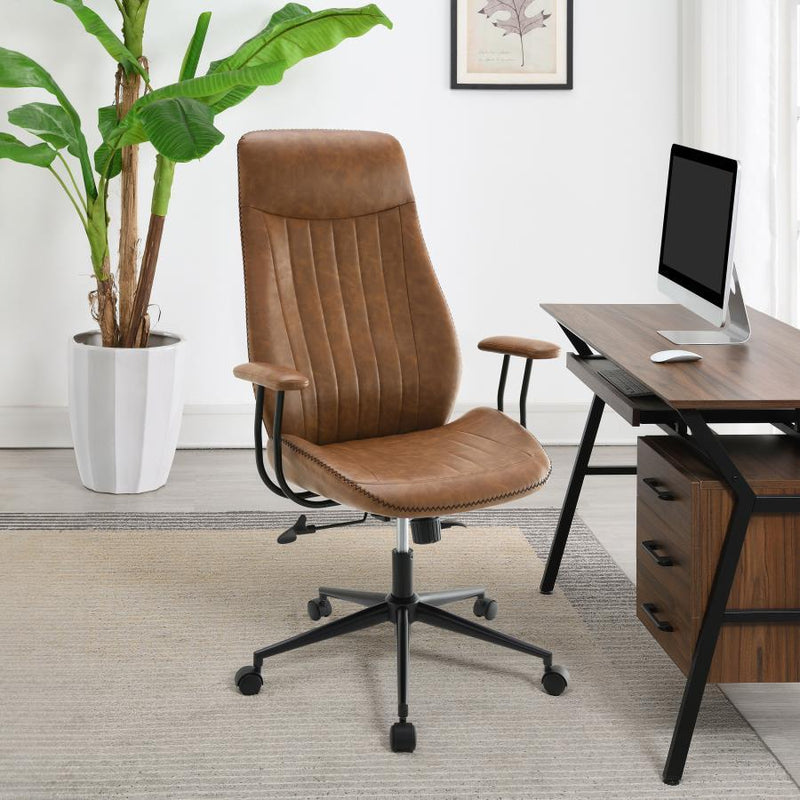 Ranger - Upholstered Adjustable Home Office Desk Chair - Brown - JaxCo Furniture