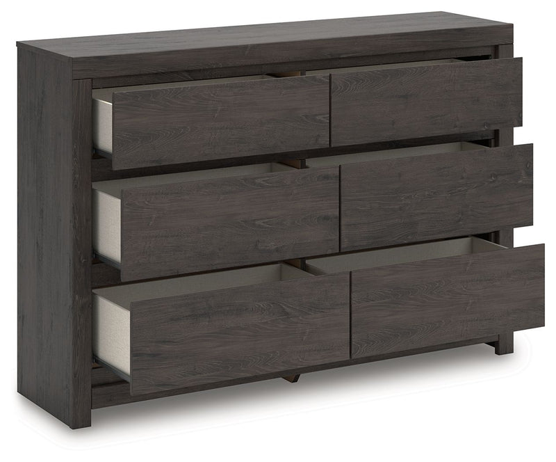 Fraluna - Charcoal - Six Drawer Dresser - JaxCo Furniture