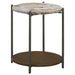 Noemie - Round Marble Top Accent Side Table - White And Gunmetal - JaxCo Furniture