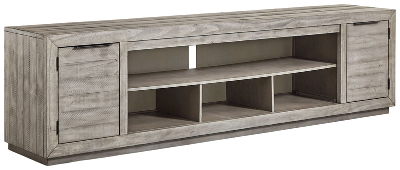 Naydell - Gray - XL TV Stand w/Fireplace Option - JaxCo Furniture