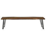 Neve - Live Edge Wood Dining Bench Hairpin Legs - Gray Sheesham - JaxCo Furniture