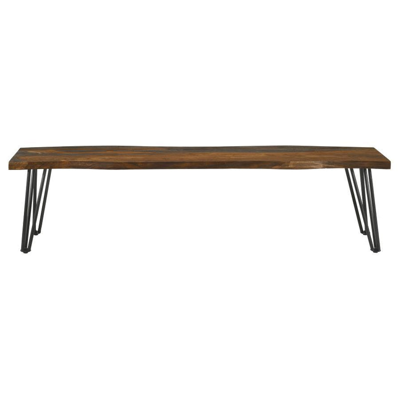 Neve - Live Edge Wood Dining Bench Hairpin Legs - Gray Sheesham - JaxCo Furniture