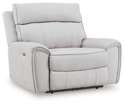 Social Pointe - Pearl / Ash - Power Recliner / Adjustable Headrest - JaxCo Furniture