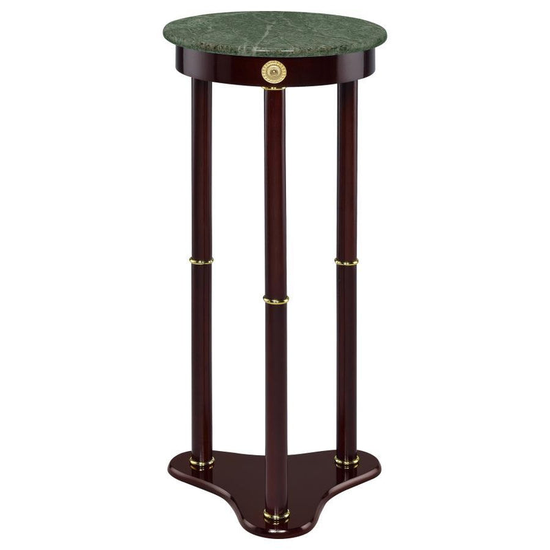 Edite - Round Marble Top Accent Side Table - Merlot - JaxCo Furniture