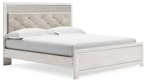Altyra - White - King Panel Bed With Upholstered Headboard - JaxCo Furniture