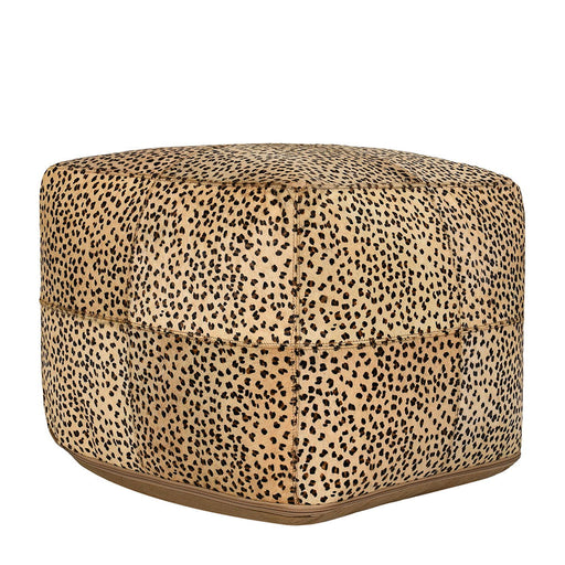 Poufs - Leopard Hide Pouf - Camel/ Black - JaxCo Furniture