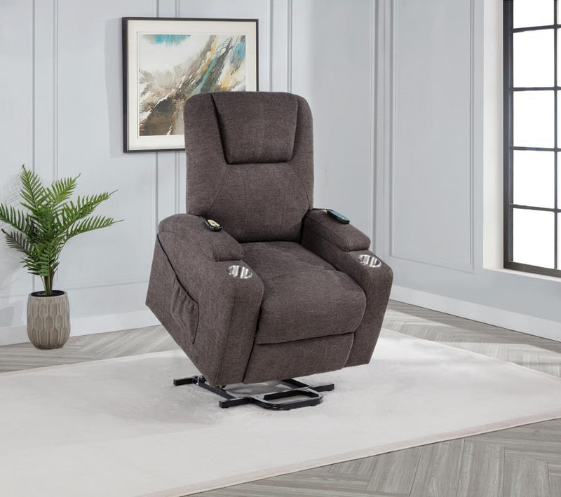 Louie - Chenille Upholstered Power Lift Massage Chair - JaxCo Furniture