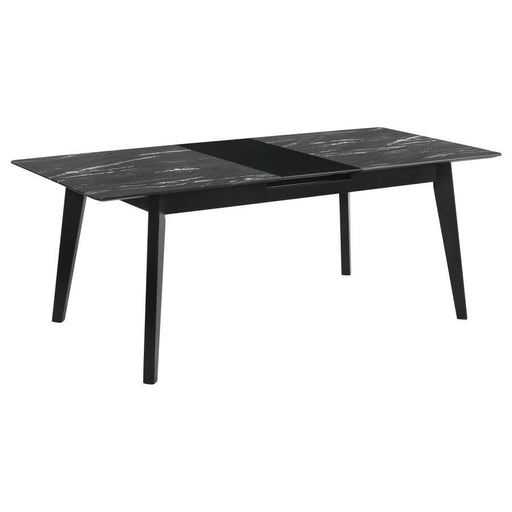 Crestmont - Extension Dining Table Faux Marble - Black - JaxCo Furniture